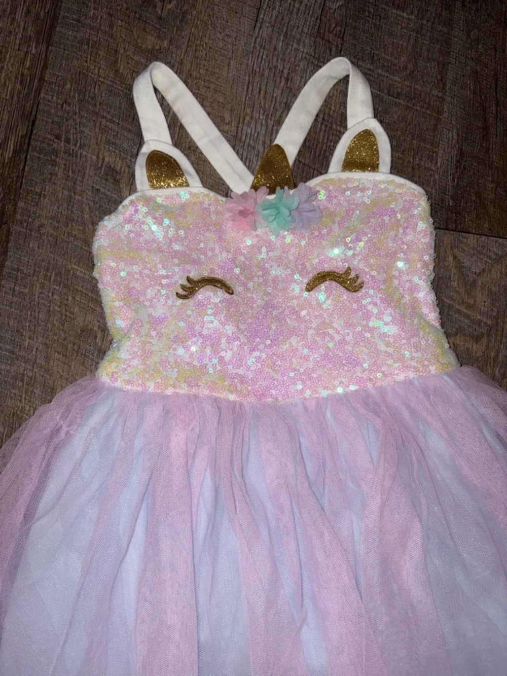 lilt Pink & Gold Unicorn Tulle Dress